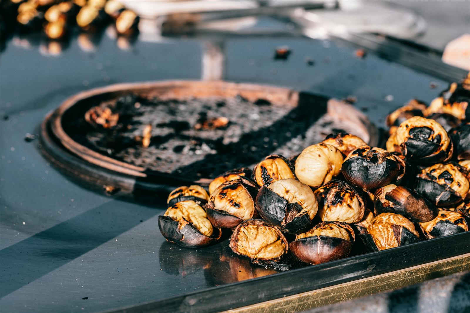 Roasted chestnuts at a street market — an autumn tradition in Sarajevo