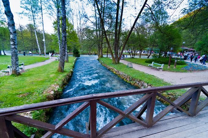 Vrelo Bosne in autumn — the golden tree-lined avenue to the spring of the Bosna river
